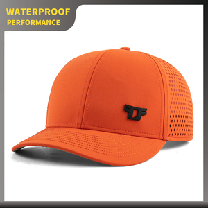 <strong>Waterproof</strong> <strong>Hat</strong> Custom Logo Men 6 Panel Trucker Baseball Snapback Cap Perforated Laser Cut Hole Running Sports Golf <strong>Hat</strong> - Product Image 1