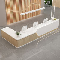 Bureau de réception moderne en bois blanc avec logo personnalisé, éclairage LED, pour salon, spa ou bureau