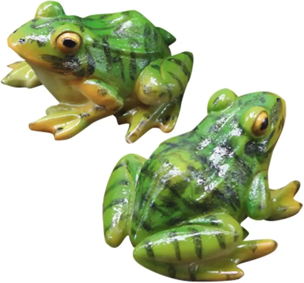 Unique Resin Frogs Figurine Statue Ornaments Desktop Lovely Polyresin Frog Animal Sculpture for Garden Patio Decors