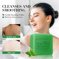 SADOER Savon Solide Artisanal aux Extraits de Plantes Biologiques et Huiles Essentielles, Anti-Acné, Contrôle du Sébum, Hydratant, Lissant, pour le Visage et le Corps, pour le Bain