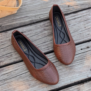Bruine PU geweven ballerina's met spitse neus, comfortabel, stijlvol, lichtgewicht, instapmocassins voor kantoor/dagelijks gebruik, herfst - Product Image 3
