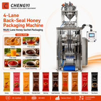 Machine d'emballage automatique à scellage arrière pour sachets de sirop et de miel à 4 voies, 35-40 sachets/min, CE, en acier inoxydable 304, pour le remplissage de liquides en stick