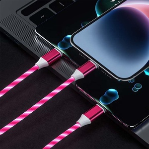 Cavo USB da 1,2 m per ricarica rapida 3-in-1 con luce LED a flusso luminoso, caricatore <span class=keywords><strong>Micro</strong></span> USB <span class=keywords><strong>Type</strong></span>-<span class=keywords><strong>C</strong></span> con cavo intrecciato in TPE per iPhone, Samsung e dispositivi Android - Product Image 4