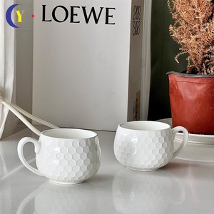 Wholesale Embossed Dinnerware <b>Sets</b>-Single Cups and Saucers for Coffee Tea Breakfast Milk Embossed Drinking Cups - Product Image 3