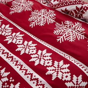 Set di biancheria da letto Queen Size fiocco di neve rosso Set di biancheria da letto vacanza di lusso <span class=keywords><strong>buon</strong></span> <span class=keywords><strong>natale</strong></span> per la decorazione della camera da letto - Product Image 2