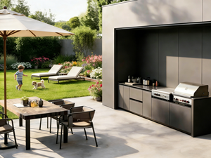 Уличный кухонный шкаф из высококачественной нержавеющей стали, современный компактный кухонный гарнитур с раковиной - Product Image 2