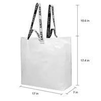PP örme kadın çantası RPET kaplı katlanabilir geri dönüşümlü logo baskılı tote alışveriş çantası