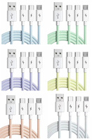 Câble de données de charge rapide 3-en-1 en nylon tressé bleu coloré, produit phare de l'usine TENWIN, compatible avec iPhone 17 Pro Max