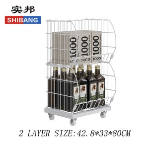 Шанхай, лидер продаж, 4-ярусная напольная Металлическая Витрина, роскошная диагональная корзина, полка из проволочной сетки с роликом - Product Image 2