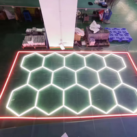 Lampes de garage hexagonales en nid d'abeille KCX à LED, 14 grilles avec bordure colorée, éclairage LED hexagonal pour garage et atelier