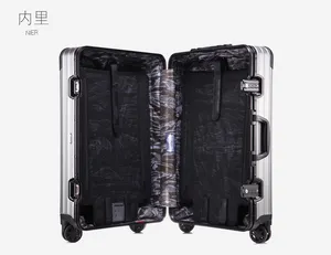 Vendite alla rinfusa accettano personalizzazione di grande capacità bagaglio da viaggio in lega di alluminio alla moda Design valigia bagaglio a mano
