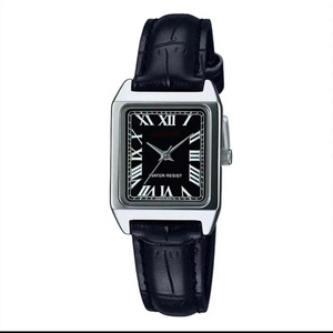 Montre personnalisable pour homme en acier inoxydable avec mouvement Miyota à quartz, bracelet en cuir, décorations carrées à pointes gothiques, 41 mm, chiffres romains - Product Image 1