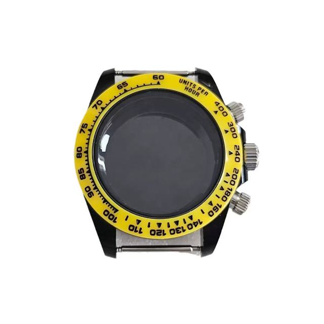 39mm Stainless Steel Watch Case with VK63 Movement 30m Waterproof Plastic Dial Display Watch Parts