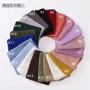 Vintage Polyester Luxury Handmade Custom Logo Muslim Gauze Scarves Girl Hijabs Bubble Scarves And Shawls For Women