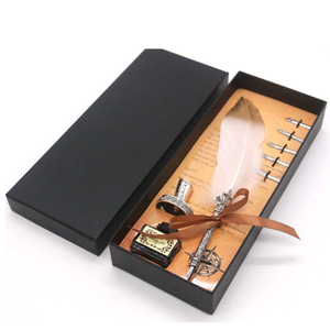 Ensemble de plumes à encre naturelles vintage pour <span class=keywords><strong>calligraphie</strong></span>, stylo <span class=keywords><strong>plume</strong></span> pour signature, cadeau, mariage, fête nuptiale, fournitures de fête - Product Image 1