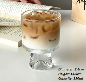 Gobelet en verre transparent à pied court de 230 ml, base épaisse, tasse à café au design moderne, réutilisable, avec logo personnalisé, pour latte, thé au lait - Product Image 6