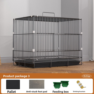 Grande chambre double Cage à canari en fer massif Cage à oiseaux écologique avec surface brillante pour petits animaux de compagnie - Product Image 5