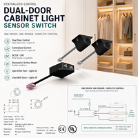 Interrupteur de capteur de porte double filaire 12V 24V pour éclairage automatique de placard et armoire à deux portes FREE-09C-0