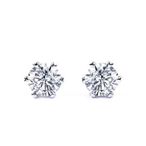 ต่างหูเพชรโมอิสซาไนต์ทรงกลมแบบหกขา ดีไซน์คลาสสิก ทันสมัย เรียบง่าย ชุบทองคำขาว จากเทียนหยู เจมส์ - Product Image 1