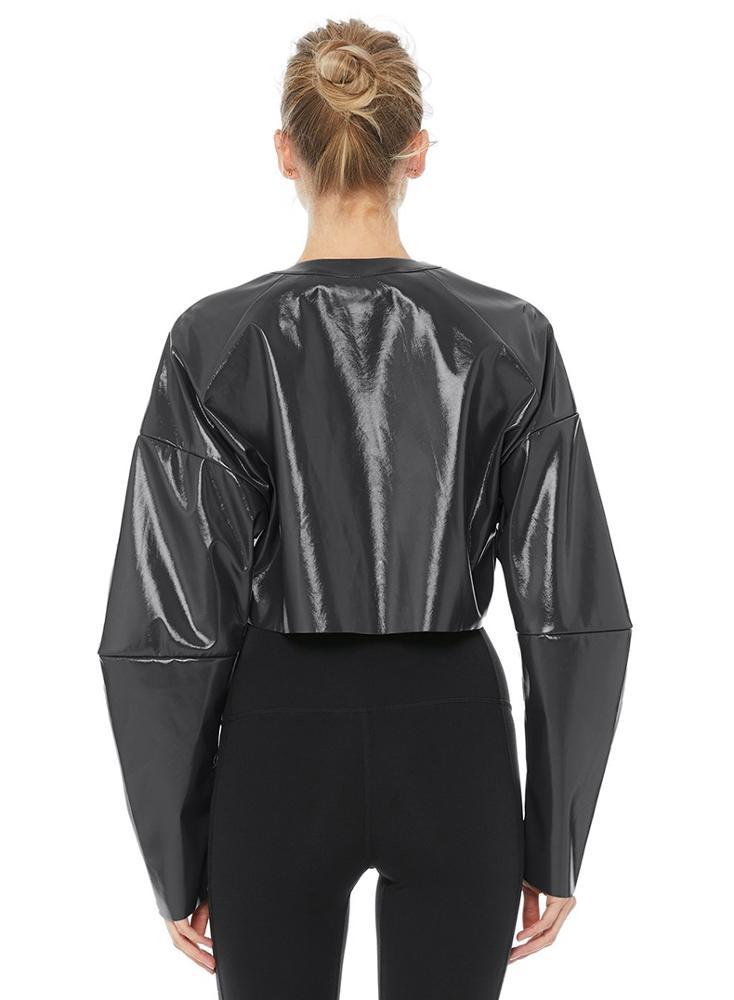 Décontracté Noir Utilitaire Étanche Coupe-Vent Softshell PU Faux Cuir Veste femme