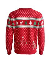 Pull en tricot 100% acrylique ODM, chaud, respirant, anti-boulochage, 400g, col rond épais, imprimé rennes et neige, pour l'hiver