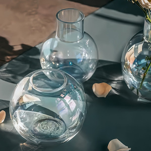 <span class=keywords><strong>Vase</strong></span> dégradé de perles de style moderne en <span class=keywords><strong>verre</strong></span> <span class=keywords><strong>rond</strong></span> <span class=keywords><strong>transparent</strong></span> pour boule avec conteneur de fleurs irisées colorées arc-en-ciel sept couleurs - Product Image 4