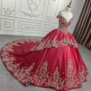 9924 Nuevo Diseño de Vestido de Noche Rojo con Mangas Cortas y Bordado Estilo Medio Oriente, Vestido de Gala - Product Image 2