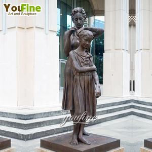 Statues de bronze grandeur nature de <span class=keywords><strong>mère</strong></span> et enfants lisant un <span class=keywords><strong>livre</strong></span> pour la décoration de jardin - Product Image 5
