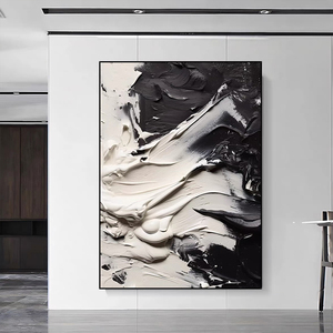 Pintura al Óleo Abstracta Personalizada Grande Hecha a Mano en Blanco y Negro, Pintura Texturizada Pintada a Mano, Arte para Decoración del Hogar - Product Image 4