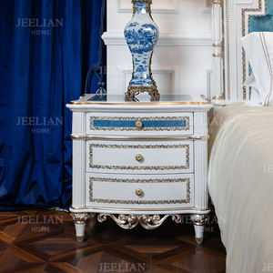 Cama Doble Xingchen Azul con Revestimiento de Madera Maciza con Incrustaciones de Chapa de Madera, Estilo Francés Moderno, para Dormitorio Suave de Villa, para JEELIAN, Dormitorio de Estilo Francés Moderno - Product Image 4