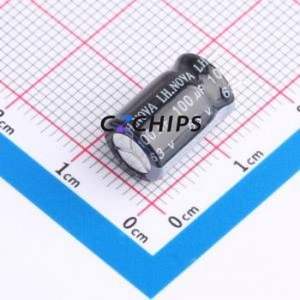 Condensateur électrolytique en aluminium à montage traversant 8101LGM0812RXN011C, composant à montage traversant THT, D8xL12mm 100uF 20% 63V 8mm - Product Image 1