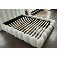 Muebles de Dormitorio Italianos Modernos, Estilo Crema Suave, Cama Queen Size de Lujo, Estructura de Cama King Size Tapizada