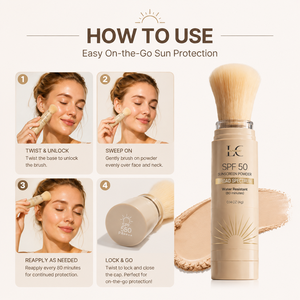 <span class=keywords><strong>Lance</strong></span> Etiqueta Privada polvo mineral vegano protección UVA UVB evitar daños solares SPF 50 polvo de protección solar con cepillo - Product Image 4
