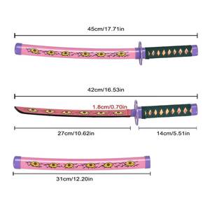 ดาบคาตานะของเล่นลายอนิเมะญี่ปุ่น Demon Slayer Kokushibo ขนาด 45 ซม. พร้อมใบมีดสแตนเลส - Product Image 2