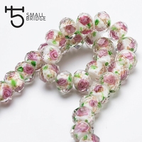 12mm mehrfarbige Murano facettierte Glas Lampwork Perlen für Schmuck herstellung Diy Perlen Blume transparente runde Perlen