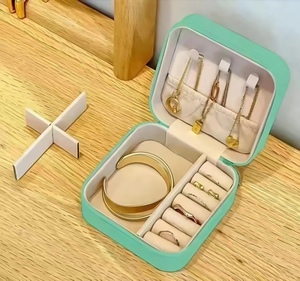 PU Leather Square Zipper <b>Small</b> Travel Jewelry <b>Boxes</b> for Women Girls Necklace Box Organizer Portable Storage Case - Product Image 5