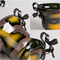 Vase à fleurs en céramique fait main Jossin avec rubans et décorations en forme d'oreilles pour salons et décorations de mariage