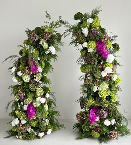 O-FA085 Arche de fleurs décorative pour <span class=keywords><strong>mariage</strong></span>, fleurs en soie <span class=keywords><strong>bordeaux</strong></span>, arrangement floral artificiel pour arche - Product Image 3
