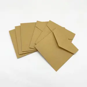 Groothandel Aangepaste Logo Mini Vierkante Bruin Kraft C6 C5 Huwelijksuitnodiging Verpakking Papier Enveloppen