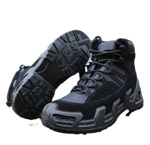 Botas de Senderismo TSB07 Negras de Nubuck, Diseño Táctico de Corte Medio Personalizado con Parte Superior de Gamuza - Product Image 1