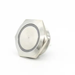 25mm ultra short micro travel ring with light 5 pin waterproof and dustproof stainless steel metal button