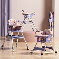 Chaise haute pour bébé Clafbebe avec plateau à jouets et assiette, chaise haute pour enfants avec coussin confortable