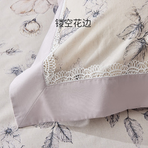 Juego de Ropa de Cama de Algodón Modal y Lino de 1.8m con Estampado de Flores, Transpirable y de Lujo, Juego de Cuatro Piezas - Product Image 3
