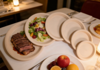 Assiettes jetables biodégradables en fibre de coque de riz de 6 à 10 pouces, sans BPA, sans PFAS, recyclables pour les dîners et les plats à base de légumes