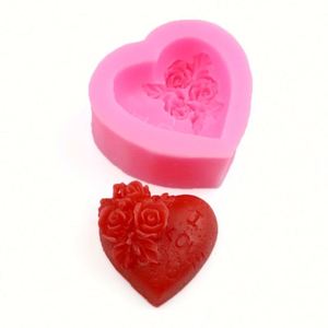 Moldes de Silicona para Fondant con Forma de Corazón y Rosa, Serie Amor Romántico, OEM/ODM - Product Image 1