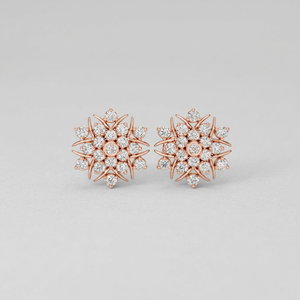 Boucles d'oreilles clous en or rose pour femme, avec diamants de laboratoire en grappe, taille brillant rond, cadeau idéal pour fiançailles et soirées - Product Image 1