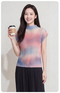 Blusa Casual con Estampado de Cielo PY para Mujer, Blusa Elegante Texturizada con Cuello Redondo y Manga Corta, Ropa al por Mayor - Product Image 3