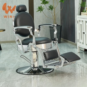 เก้าอี้ช่างตัดผมชายแบบไฮดรอลิกสีดำวินเทจแบบคลาสสิกโบราณสำหรับร้านเสริมสวยแบบมืออาชีพทันสมัย - Product Image 5