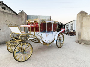 Charrette royale de luxe à chevaux, chariot électrique de princesse pour mariage, chariot à chevaux pour transport spécial, charrette électrique à chevaux - Product Image 3