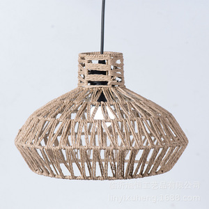 Handmade Paper <b>Rope</b> Pendant Lamp E27 Round Black Yellow Led <b>Light</b> Source For Guesthouse Restaurant Teahouse Decor - Product Image 3